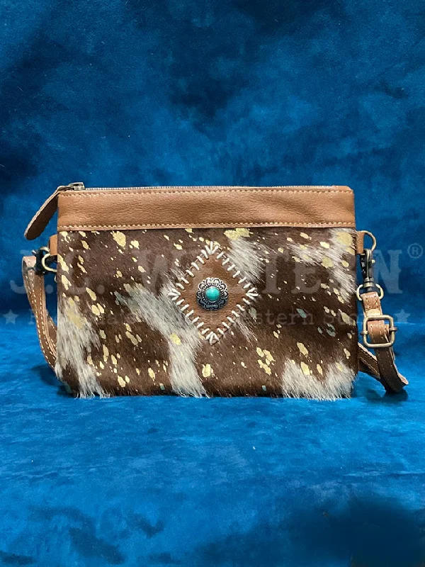 Myra Bag S-9974 Womens Eye of the Goddess Crossbody Bag Caramel Brown