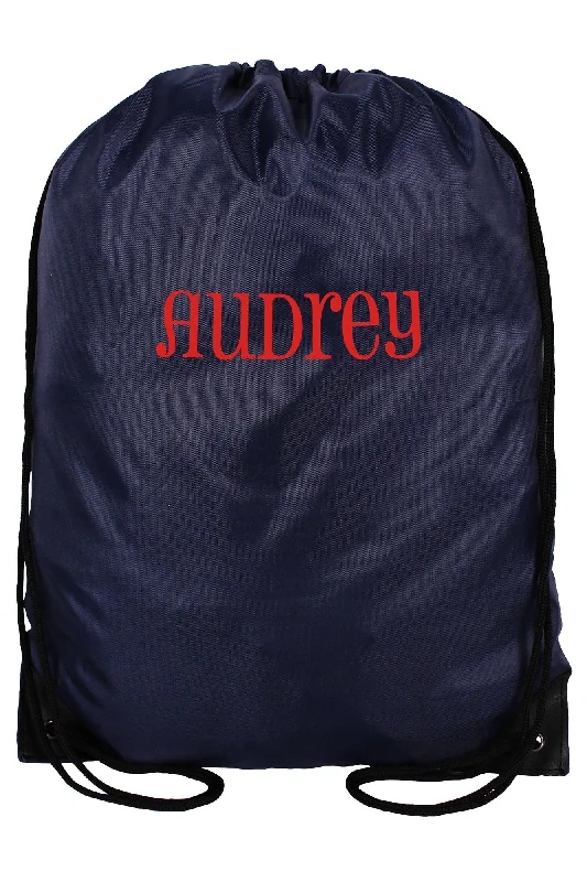 Navy Flat Drawstring Backpack