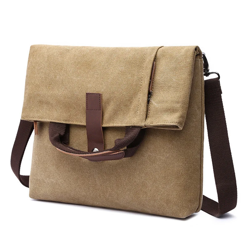 New Men's Casual Fashion Anti-theft Canvas Solid Color Single-shoulder Bag