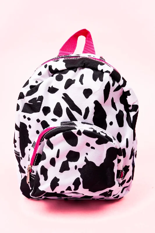 Deja Moo with Hot Pink Trim Small Backpack