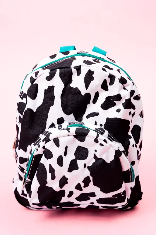 Deja Moo with Turquoise Trim Small Backpack