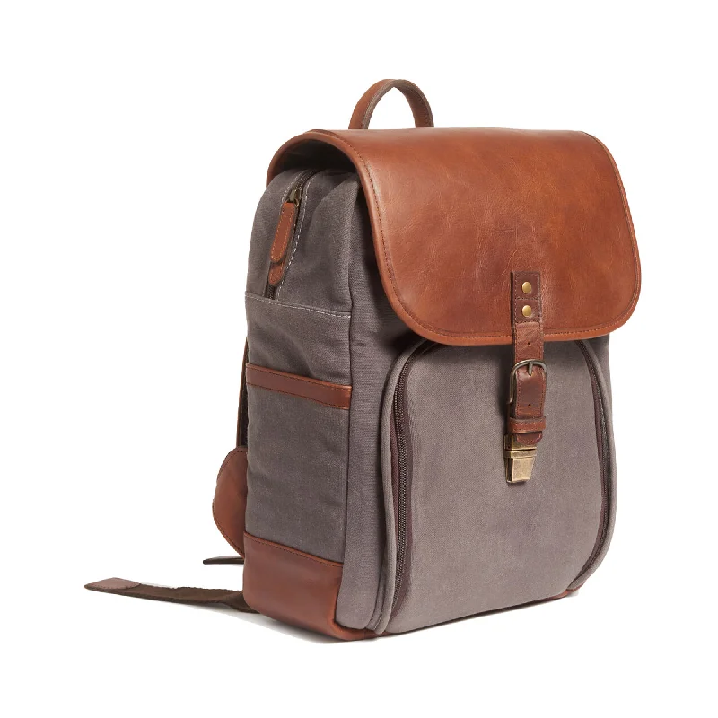 ONA Monterey Backpack, Waxed Canvas - Smoke & Antique Cognac