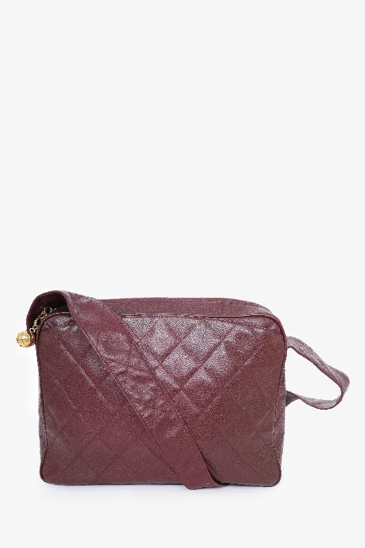 Pre-Loved Chanel™ 1991-94 Burgundy Quilted Caviar Leather Camera Bag