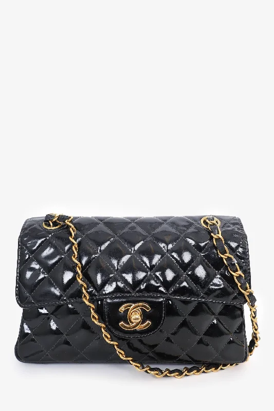 Pre-Loved Chanel™  1996-97 Black Quilted Patent Double Sided Flap Bag