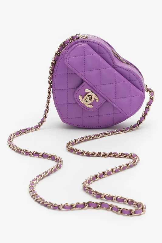 Chanel™ Purple Lambskin Mini Heart Bag