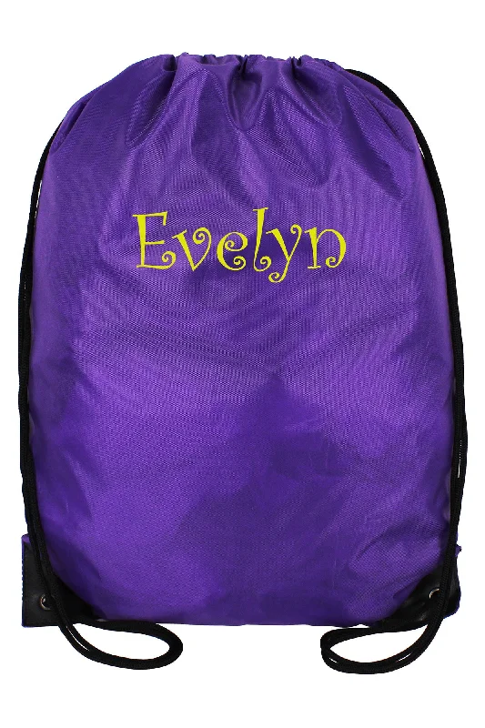 Purple Flat Drawstring Backpack