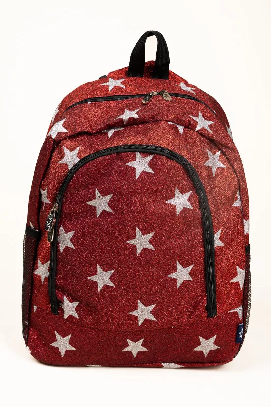 Red Starry Glitz & Glam Large Backpack