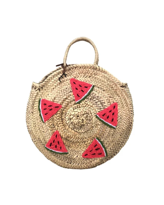 Round Watermelon Straw Basket