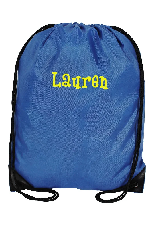 Royal Blue Flat Drawstring Backpack