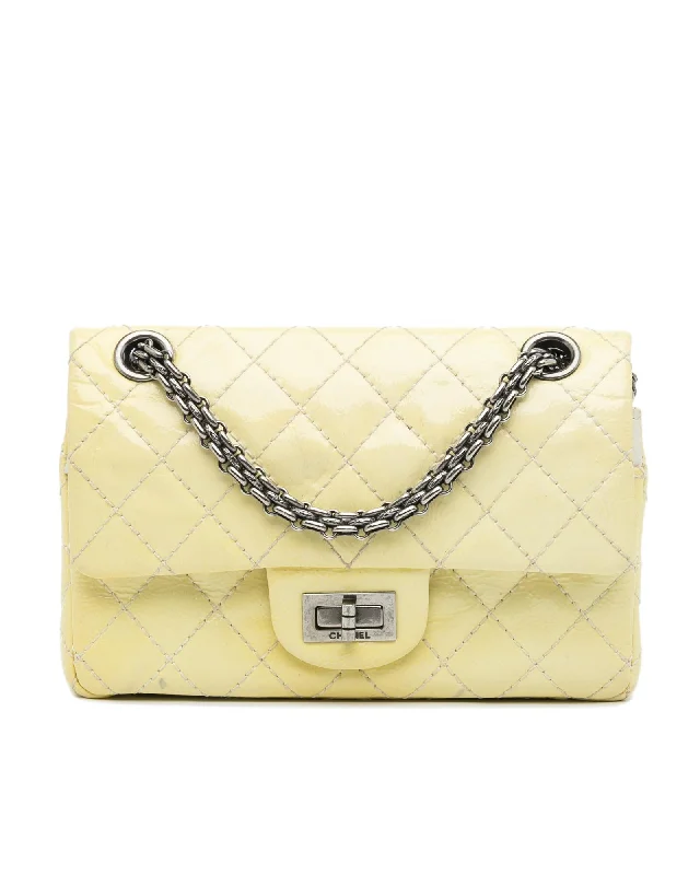 Mini Reissue Patent Leather Crossbody Bag with Silver-Tone Chain Straps