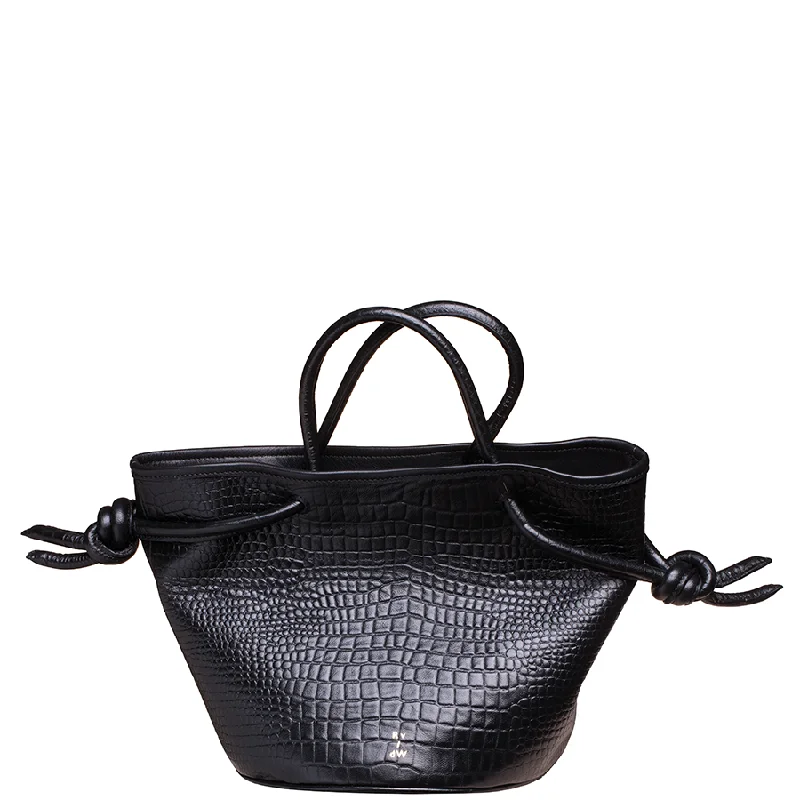 SHEEP LEATHER BAG "BUCKET PLUS" IN BLACK