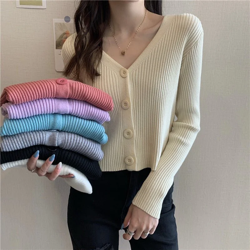 Short sweater slim cardigan coat women's knitted sweater