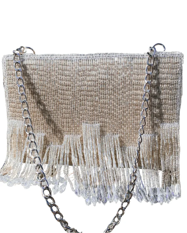 Zhuu Silver Beaded Handbag