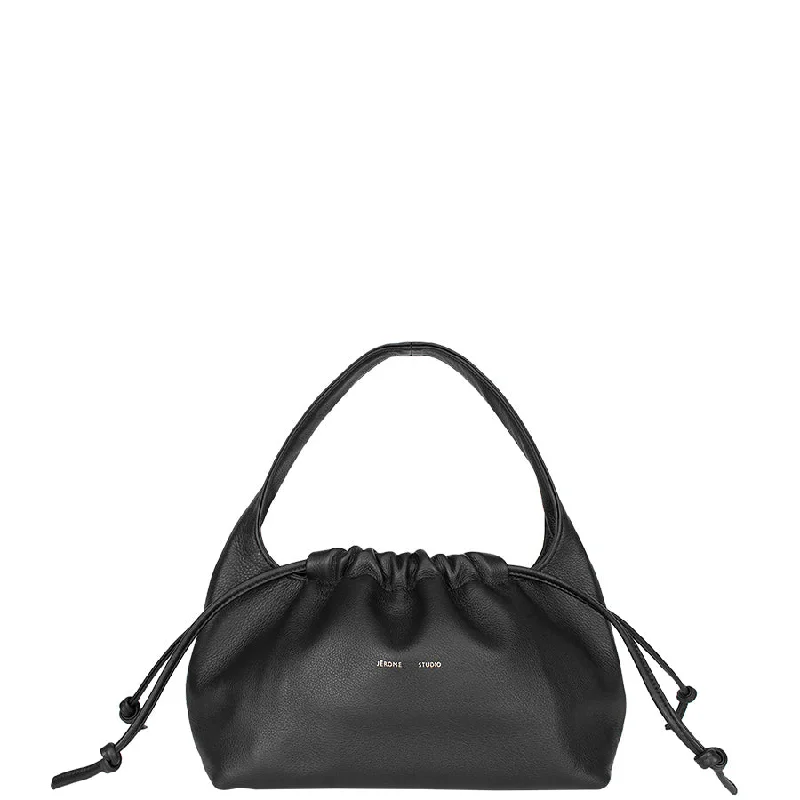 TIMELESS LEATHER SHOULDER BAG "LOU" IN BLACK