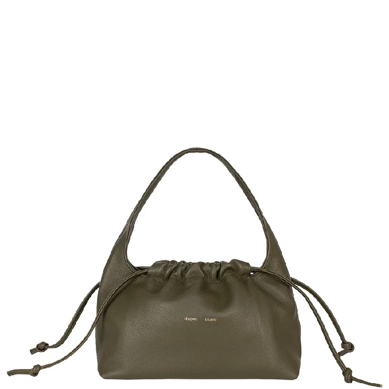 TIMELESS LEATHER SHOULDER BAG "LOU" IN OLIVE