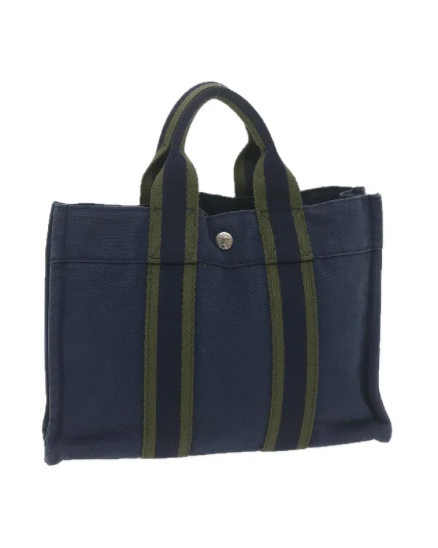 Canvas Hand Bag with Dual-Tone Design