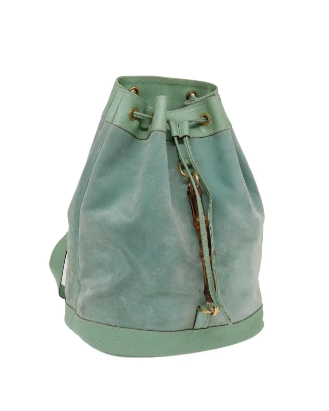 Suede Leather Light Blue Backpack