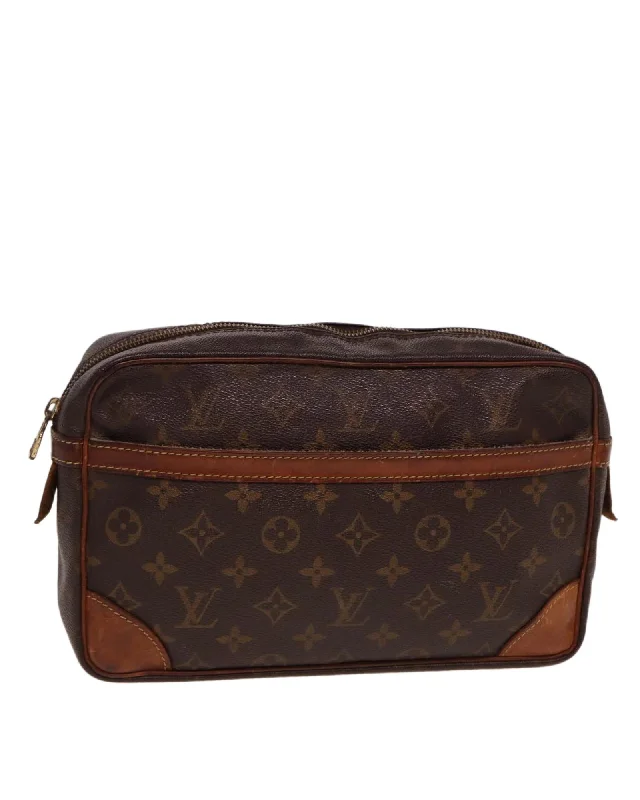 Monogram Canvas Clutch Bag with Multiple Pockets