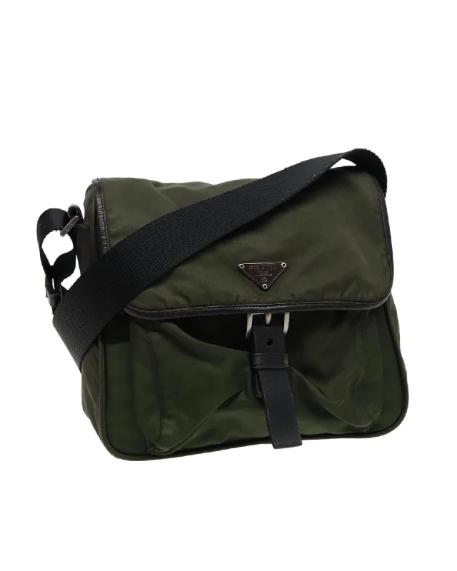 Nylon Shoulder Bag with Adjustable Strap and Classic Design