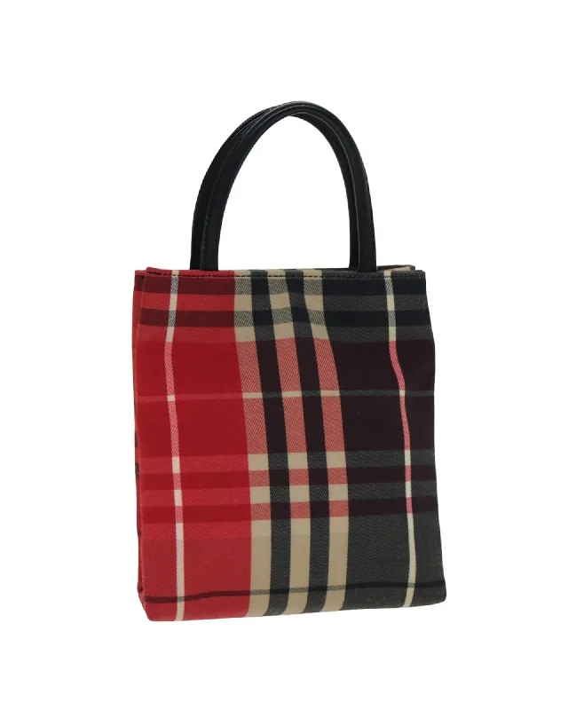 Canvas Nova Check Hand Bag with Red Accents