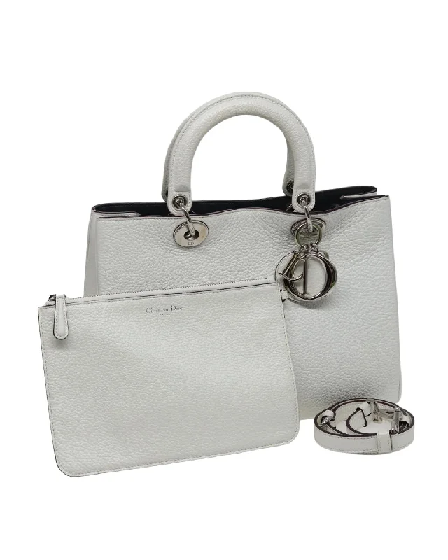 Leather Diorissimo Hand Bag with 2-Way Shoulder Strap and Charm