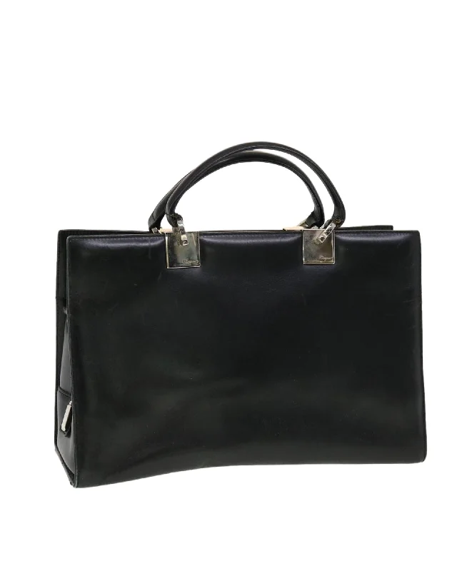 Black Leather Hand Bag by Salvatore Ferragamo