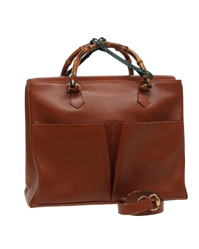 Bamboo Leather Tote Bag with Shoulder Strap