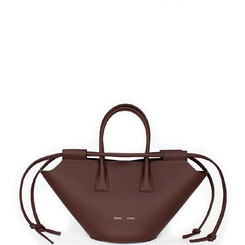 TRAPEZ SHAPED LEATHER BAG "DYLAN" IN MAHOGANY