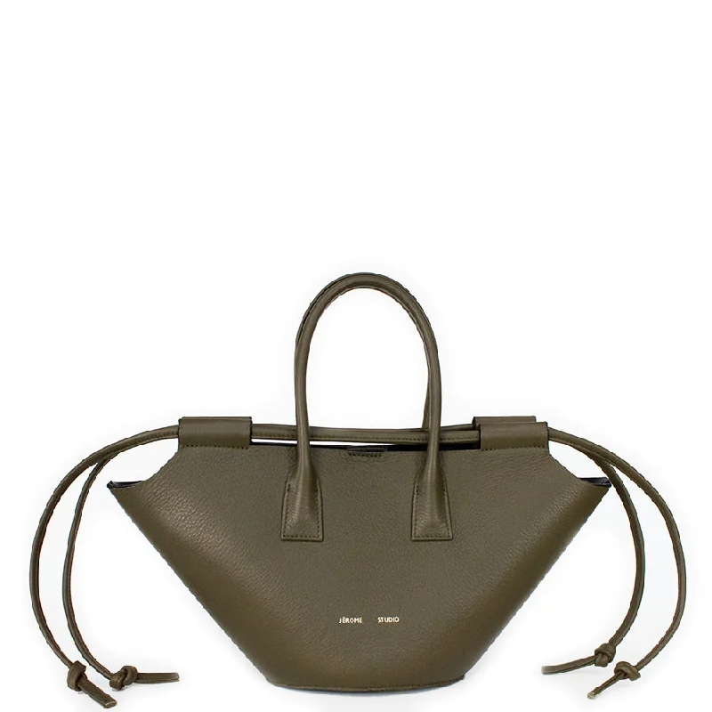 TRAPEZ SHAPED LEATHER BAG "DYLAN" IN OLIVE