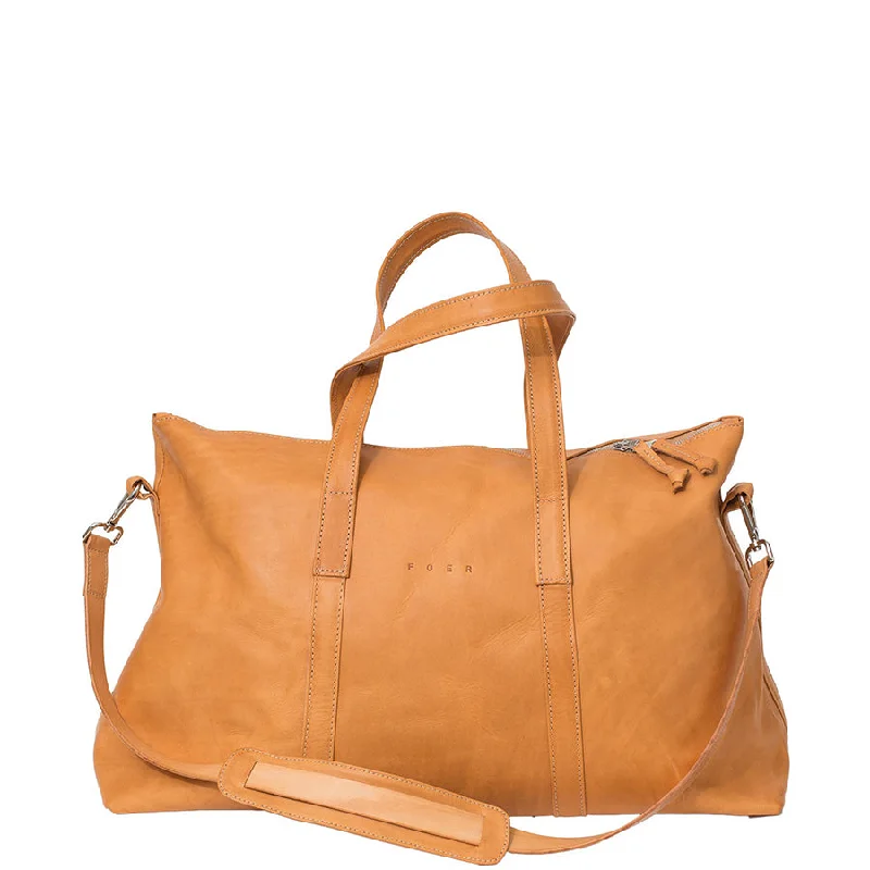 VEGETABLE TANNED LEATHER WEEKENDER IN LIGHT BROWN