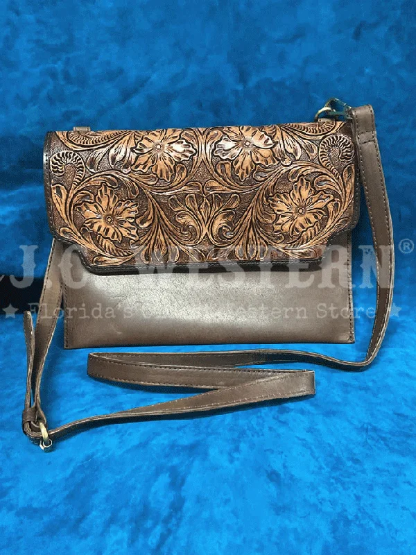 Western Fashion SVK-967 Oil Calf Hand Tooled Handbag Brown