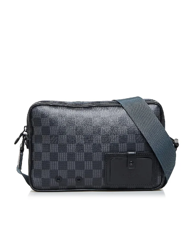 Damier Canvas Alpha Messenger Bag with Leather Trim and Adjustable Strap