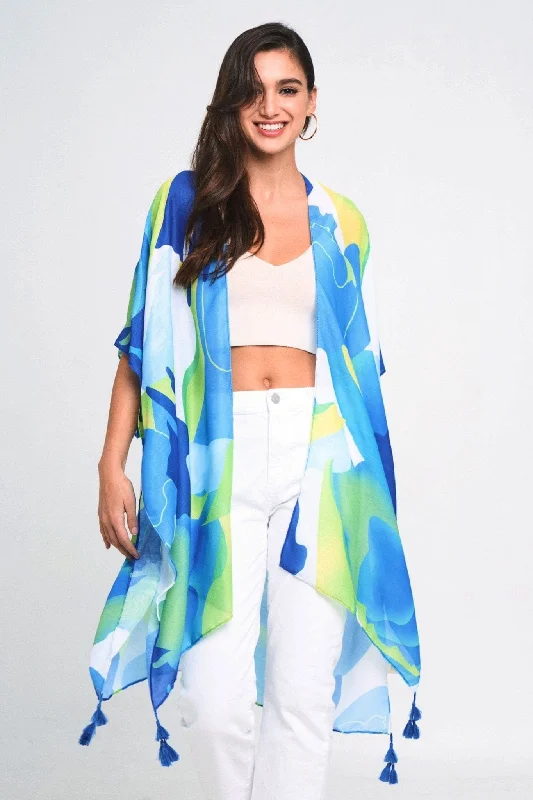 WLK310073 Colorful Abstract Print Kimono