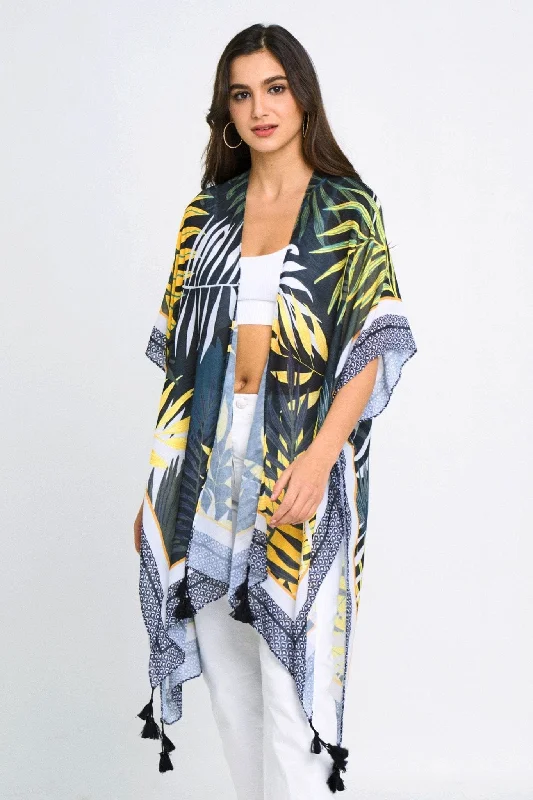 WLK310134 Stephanie Palm Print Kimono