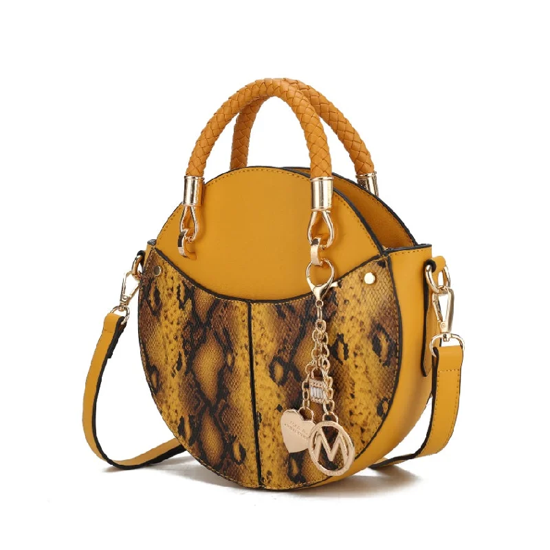 Camille Faux Snakeskin Vegan Leather Women’s Round Crossbody Bag by Mia K