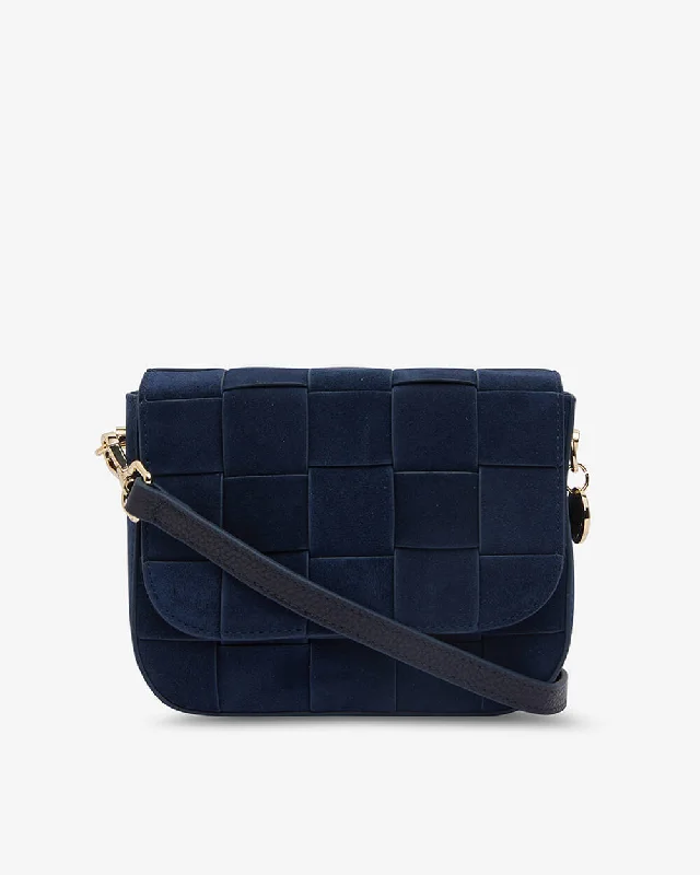 Clara Weave Crossbody - Navy Suede