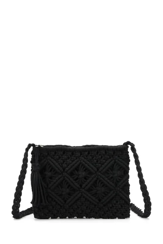 Crochet Crossbody Bag In Black