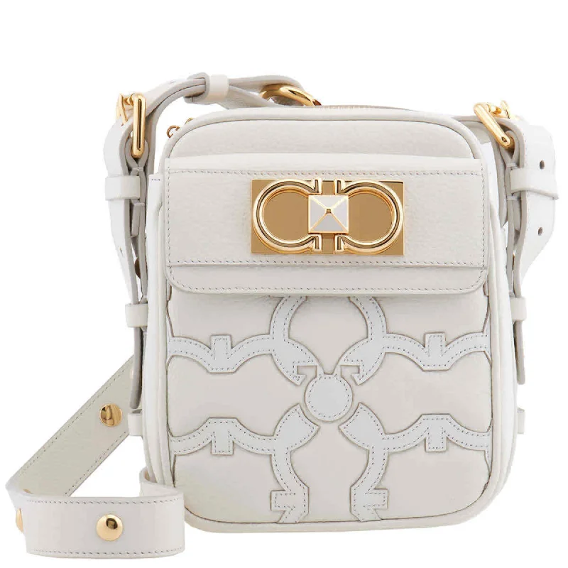 Ferragamo Viva Gancini Camera Bag White