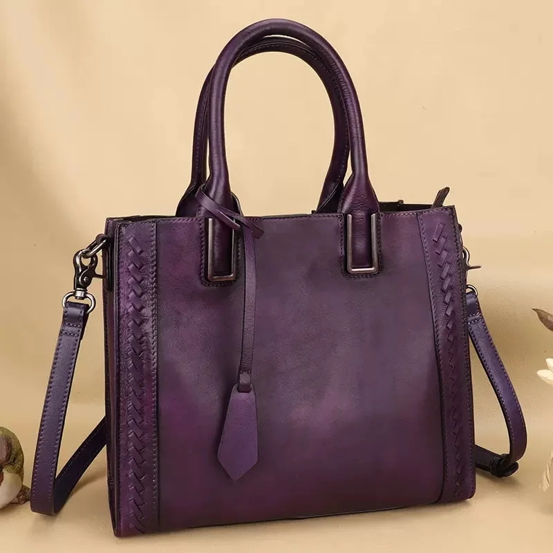 Handmade Womens Purple Tote Bag Shoulder Handbags