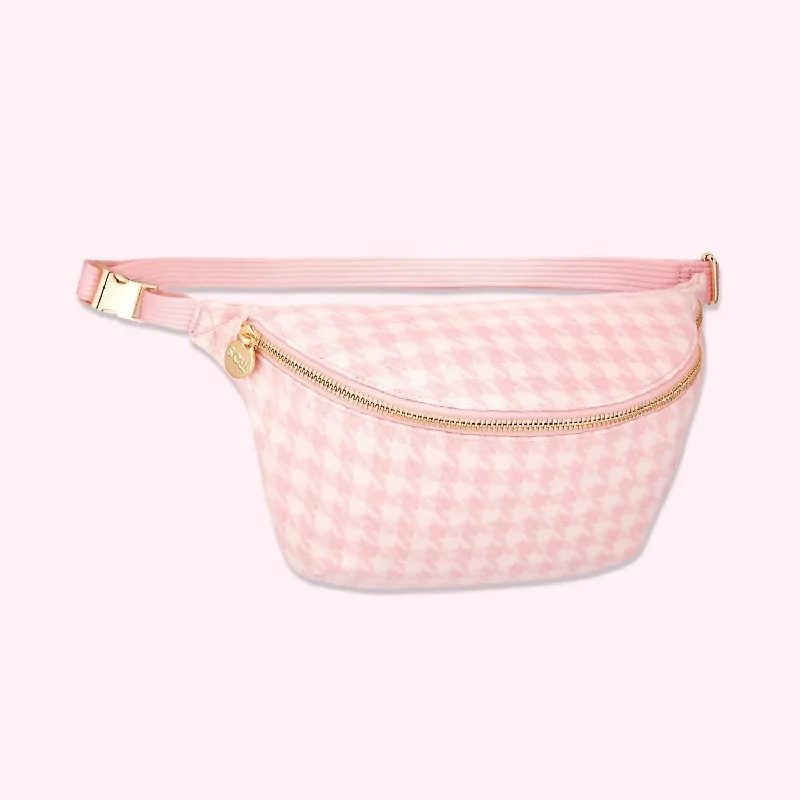 Houndstooth Jumbo Fanny In Pink