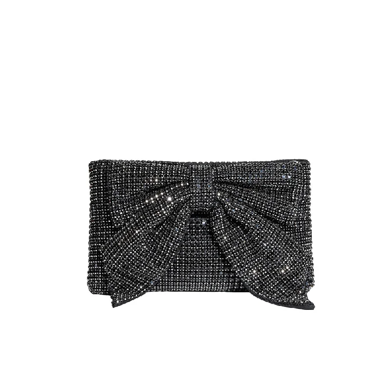 Jada Black Bow Clutch Crossbody Bag