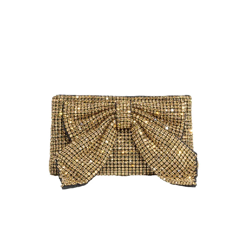 Jada Gold Bow Clutch Crossbody Bag