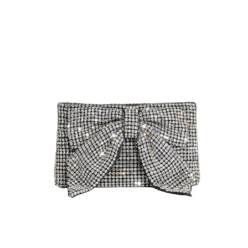 Jada Silver Bow Clutch Crossbody Bag