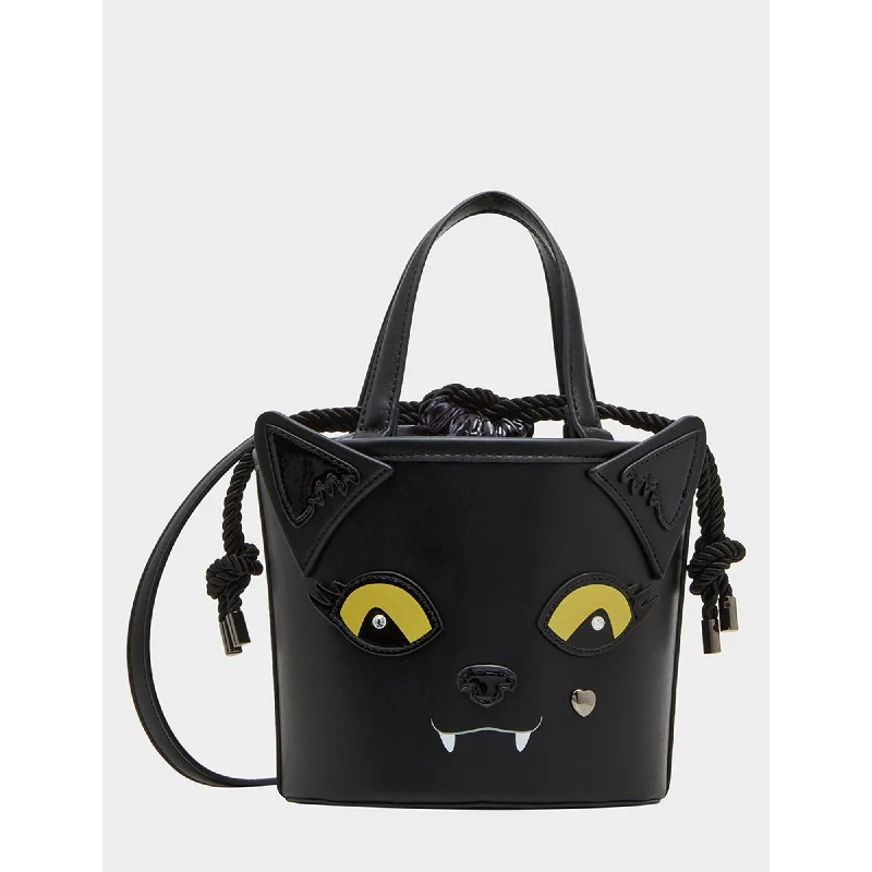 Kitsch Gimmie Candy Cat Bucket Bag Black