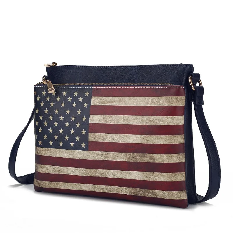 Madeline Printed Flag Vegan Leather Women’s Crossbody Bag