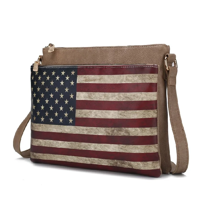 Madeline Printed Flag Vegan Leather Women’s Crossbody Bag