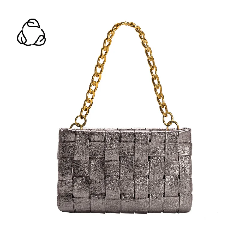 Mimie Pewter Woven Crossbody Bag