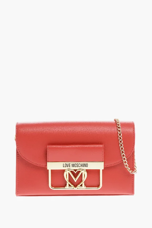 Moschino Love Faux Leather Crossbody Bag With Golden Details