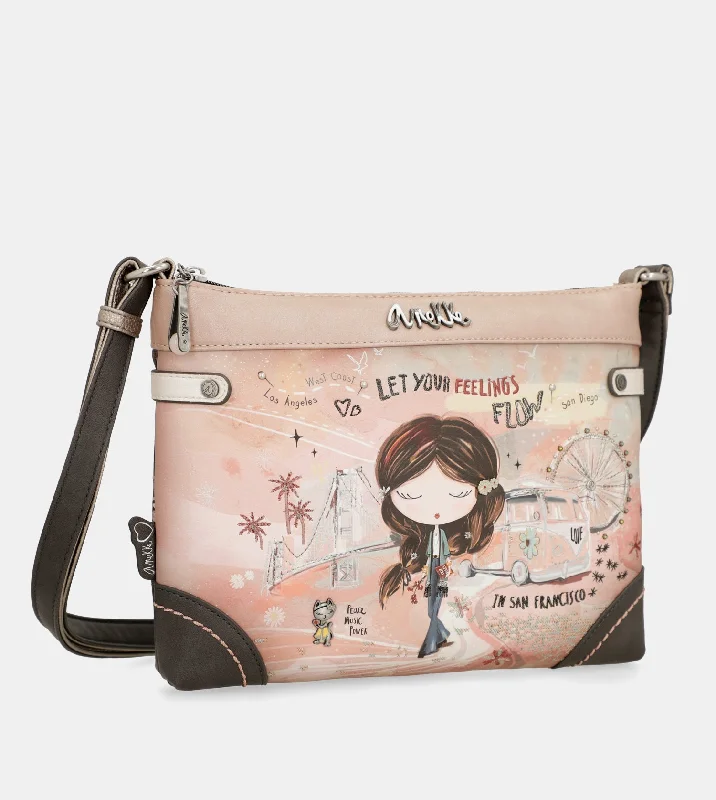 Peace & Love pink medium crossbody bag