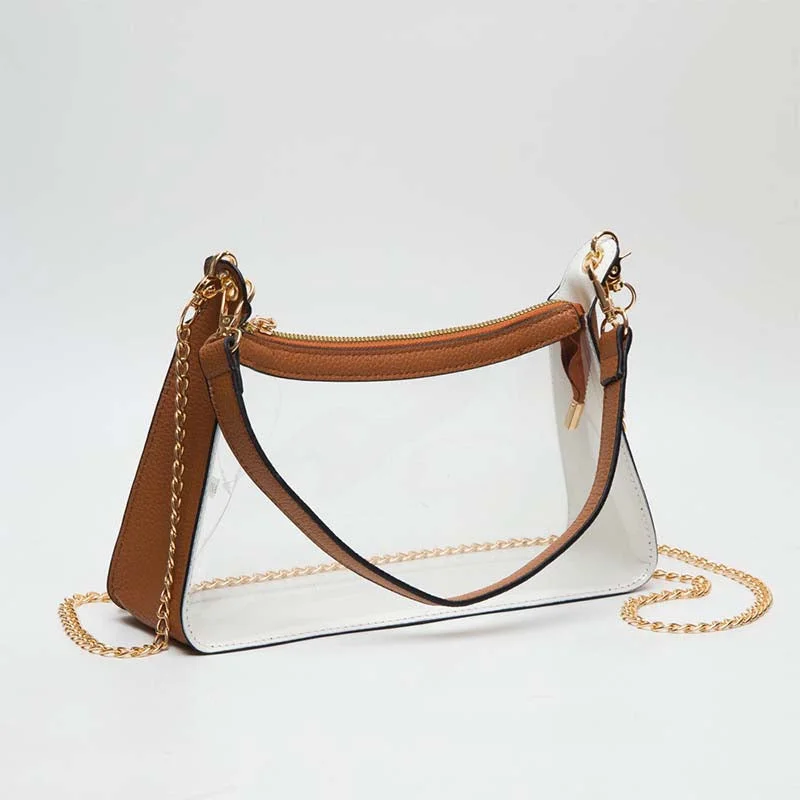 Tan Shoulder Strap Clear Bag